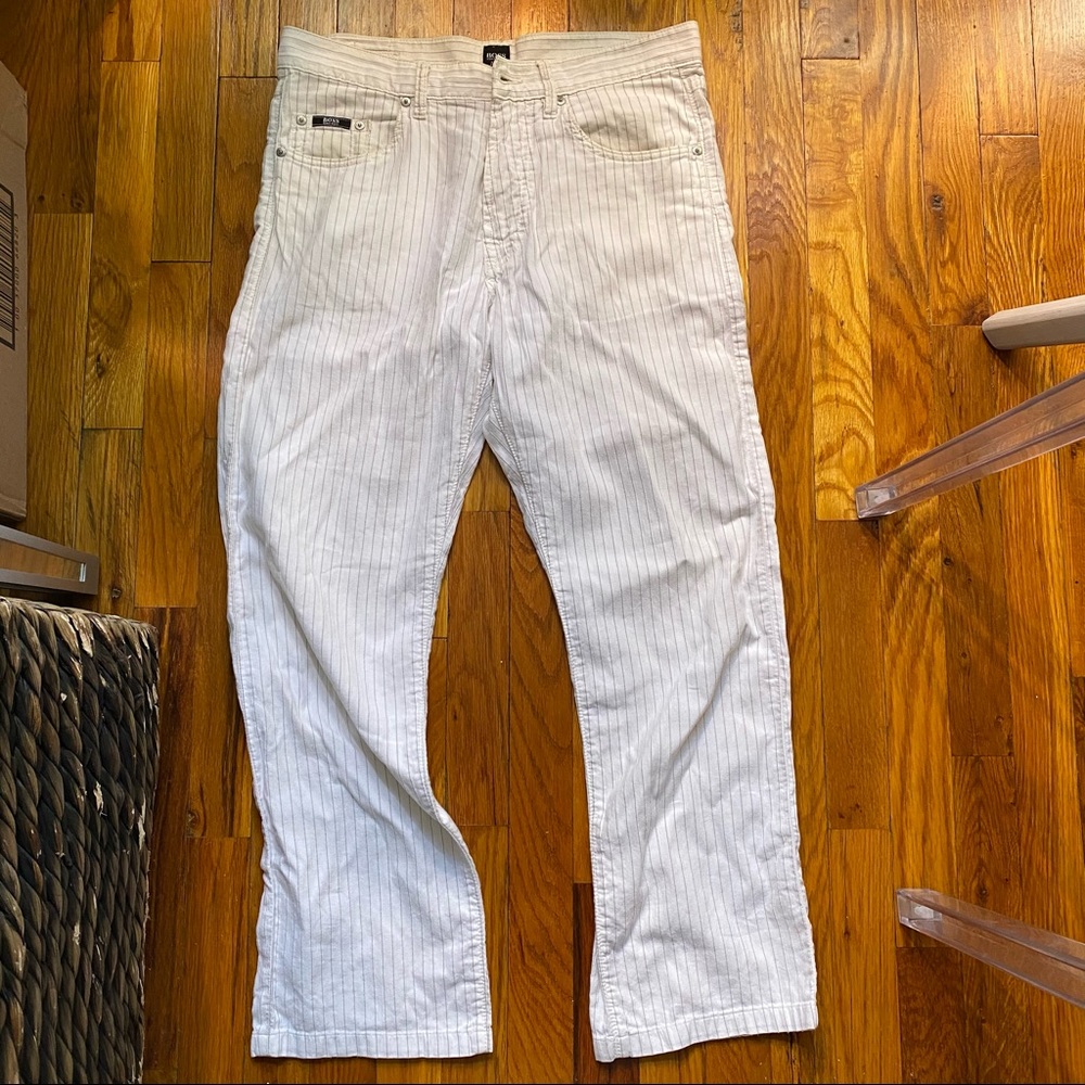 Cotton/linen white Boss men’s pants